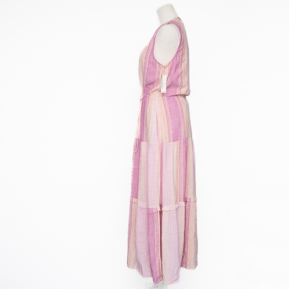 Liverpool. Sleeveless Tiered Maxi Dress with Adjustable Waist. - Picture 6 of 15